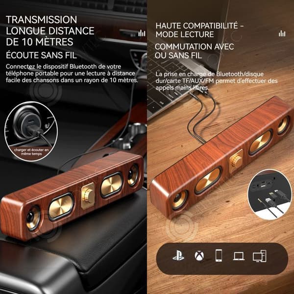 INN Retro stereo bluetooth högtalare med kraftfull bas elegant bluetooth högtalare för heminredning bluetooth högtalare