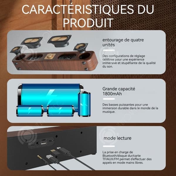 INN Retro stereo bluetooth högtalare med kraftfull bas elegant bluetooth högtalare för heminredning bluetooth högtalare