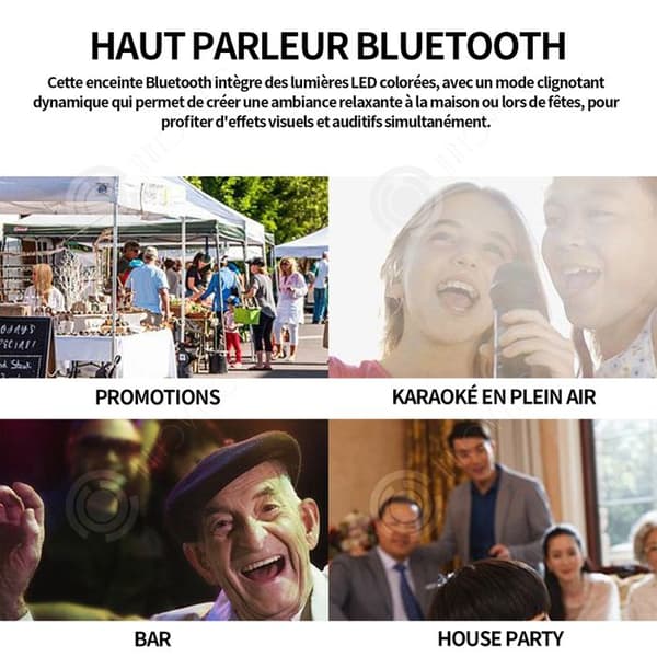 INN Bluetooth-högtalare 1500mAh bärbar högtalare med multilägesljus USB TF-kort MIC-uppspelning TWS Effektiv bas för utomhusbruk