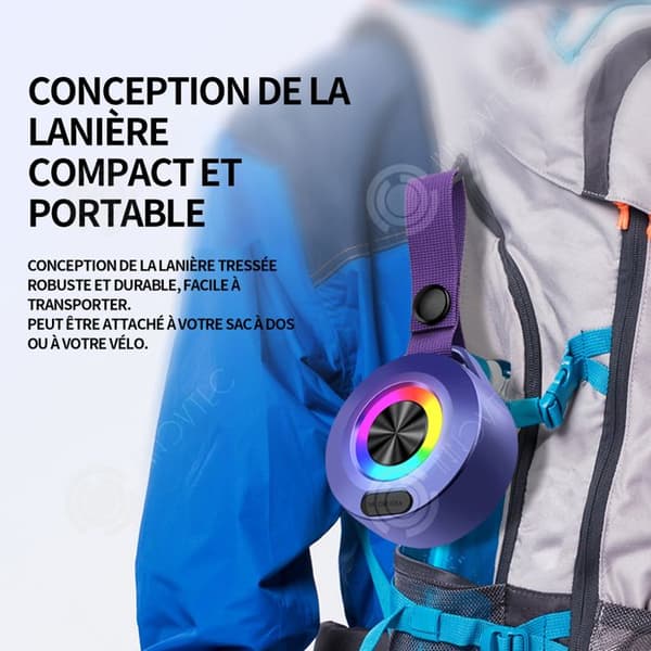 INN Bluetooth 5.0-högtalare Vibrerande bas Bärbar lanyard Vattentät design Lång standby-ljuseffekt med sju färger