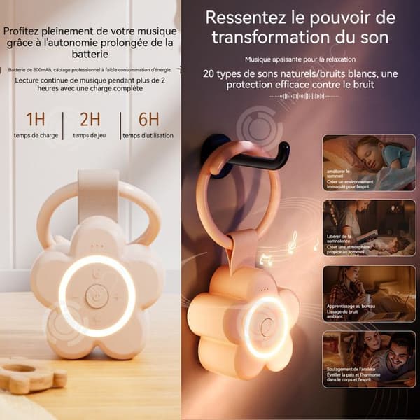 INN Flower white noise maskin med 20-ljuds nattljus Bokhylla högtalare Bokhylla högtalare Med relaxation suspension loop