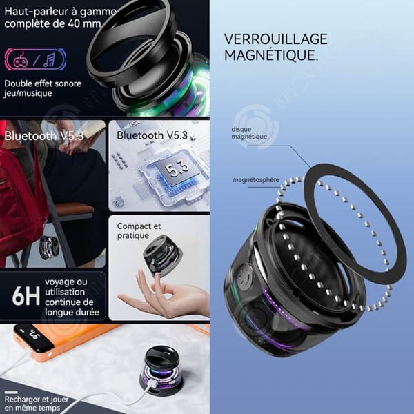 INN Mini Bluetooth Speaker 5.3 Portable Magnetic Attraction Trådlös utomhushögtalare med LED-lampor Bluetooth-högtalare