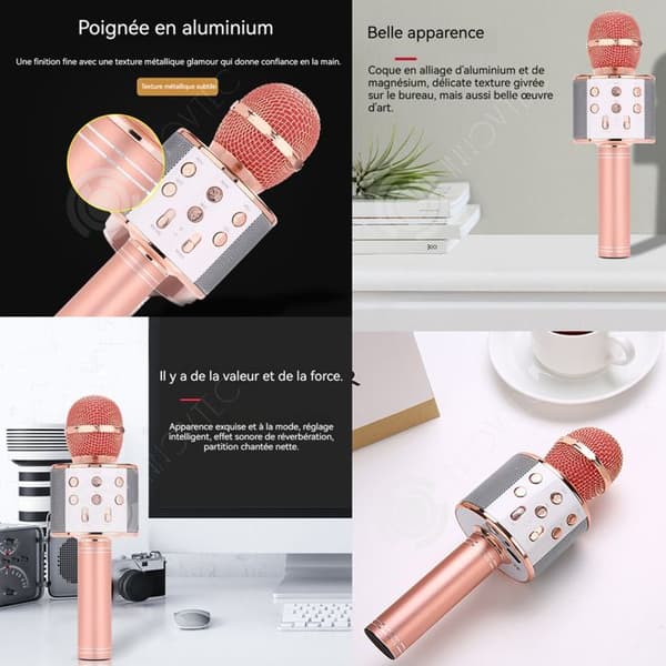 INN Karaokemikrofon för barn 1800mAh trådlös karaokemikrofon USB-bluetooth trådlös mikrofonpresenter för flickor och pojkar