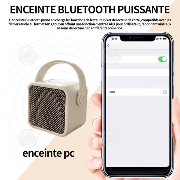 INN Bluetooth 5.2 högtalare kraftfull bas brett ljudfältsstöd för USB-minnen insättbart minneskort beige