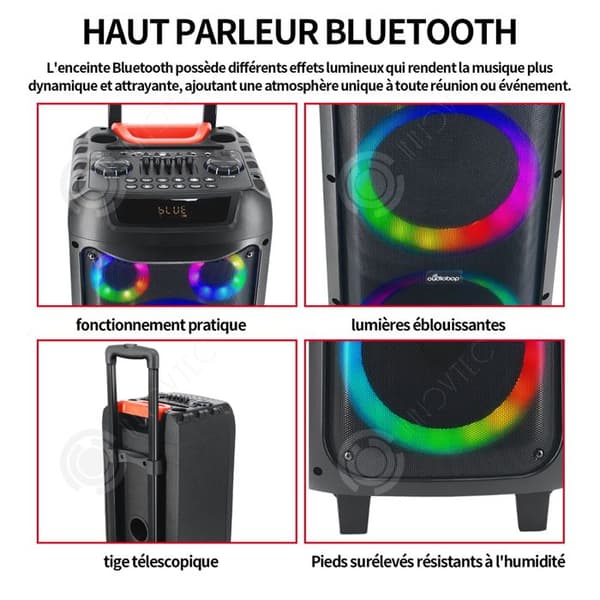 INN Bluetooth-högtalare 60W 3000mAh bärbar högtalare med 2 mikrofoner Punchy Bass-högtalare för hem och utomhus