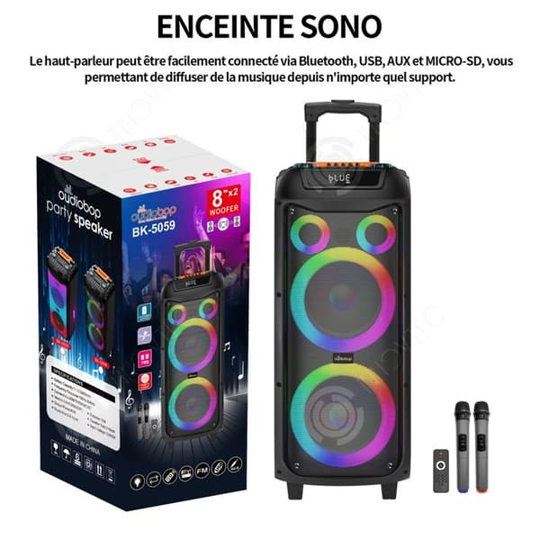 INN Bluetooth-högtalare 60W 3000mAh bärbar högtalare med 2 mikrofoner Punchy Bass-högtalare för hem och utomhus