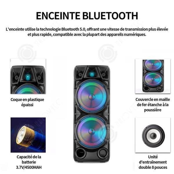 INN Bluetooth-högtalare 30W 4500mAh Bärbar högtalare med ljusuppspelning USB TF-kort AUX TWS Punchy Bass för utomhusfest