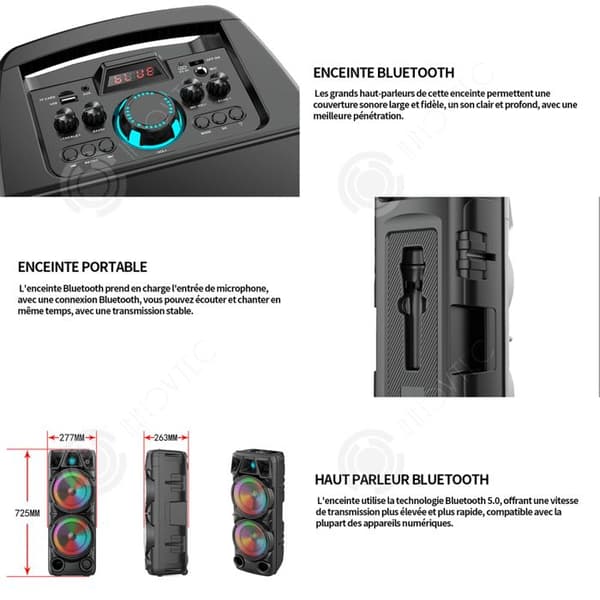 INN Bluetooth-högtalare 30W 4500mAh Bärbar högtalare med ljusuppspelning USB TF-kort AUX TWS Punchy Bass för utomhusfest