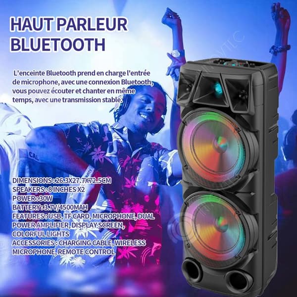 INN Bluetooth-högtalare 30W 4500mAh Bärbar högtalare med ljusuppspelning USB TF-kort AUX TWS Punchy Bass för utomhusfest
