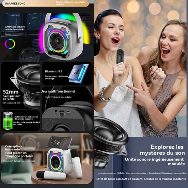 INN Bluetooth Speaker 5.3 Colorful Ambient Lighting Effects Håller mobiltelefon Surround Sound Megafon Kraftfull högtalare