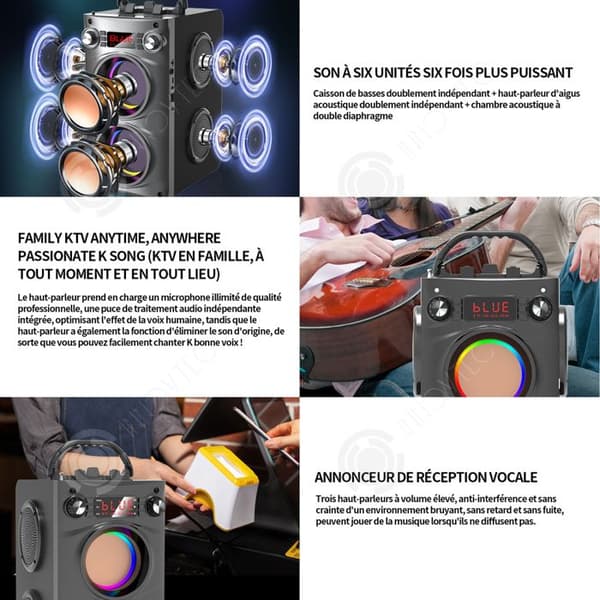 INN Bluetooth-högtalare 50W 4000mAh bärbar högtalare med ljusuppspelning USB TF-kort AUX TWS Punchy bas för utomhusfest