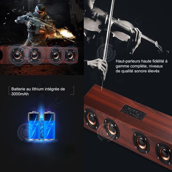 INN 12w trådlös bluetooth-högtalare i trä stöd TF-kort bluetooth och smart och kompatibel aux-uppspelning
