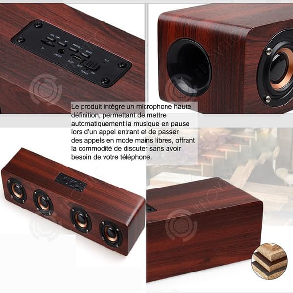 INN 12w trådlös bluetooth-högtalare i trä stöd TF-kort bluetooth och smart och kompatibel aux-uppspelning