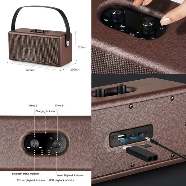 INN Bluetooth-högtalare 45000mah 16W 24,8x11,8x10cm trådlös bluetooth-stöd TF-kort och smart uppspelning