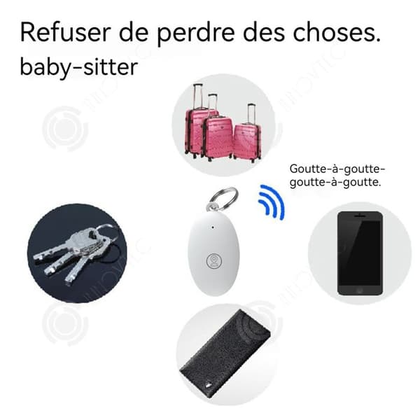 INN Förlustförebyggande av bluetooth vit 20m trådlös räckvidd ABS-larmhängare för nyckelring, dubbelriktad detektor