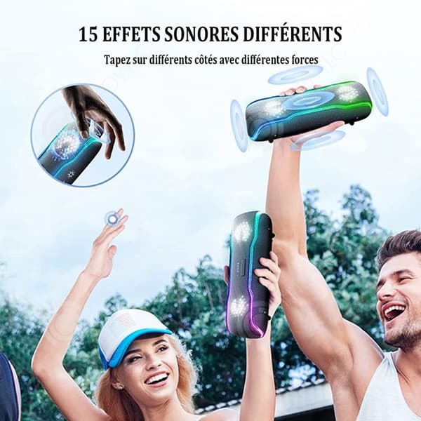 INN Bluetooth-högtalare 2500mAh 24h uppspelning IPX7 vattentät Bluetooth-högtalare med färgglada blinkande lampor och rik bas