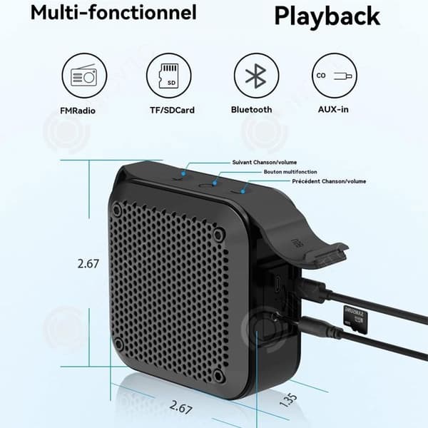 INN Bluetooth-högtalare 9x9x4,5cm trådlös bluetooth-högtalare bärbar subwoofer present kreativ fyrkantig miniljud bluet-högtalare