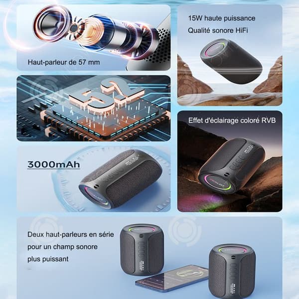INN Bluetooth-högtalare 9x9x12,8 cm 3000mAh BT 5.2 Mini Bärbar Bluetooth-högtalare Trådlös PA-högtalare Bluetooth-högtalare