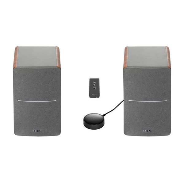 Edifier R1280T WiiM Mini - Aktiva 2.0 bokhögtalare med WiiM Mini inkluderad för streaming via Airplay 2 - 42 W RMS - Trä