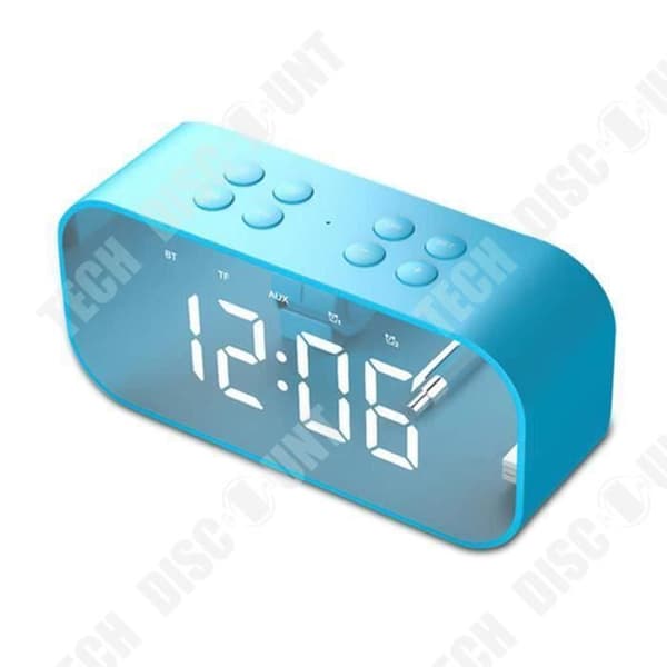 TD® Bluetooth-högtalare acve LED Digital klocka Väckarklocka Spegel Trådlös Bluetooth-högtalare Support TF USB Musikspelare Blå