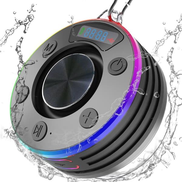 Mini Bluetooth-högtalare - TD - IPX5 vattentät - 2 högtalare - Färgglada lampor - USB