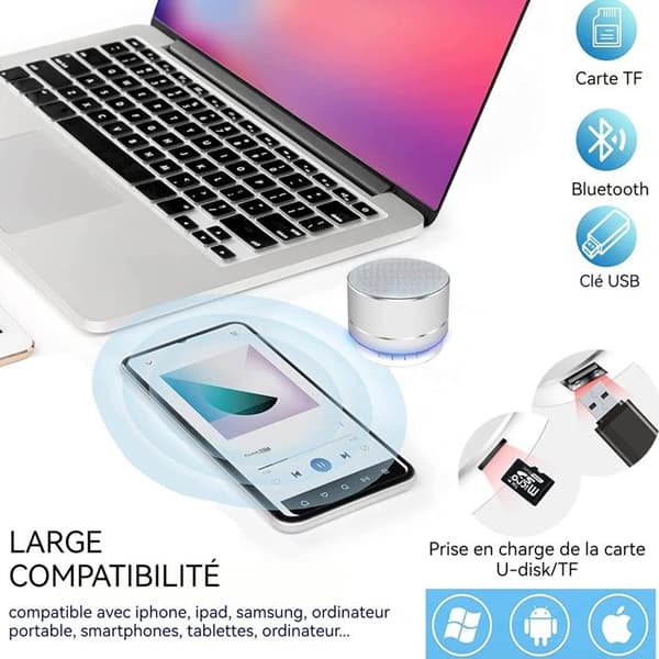 TD® Bärbar självlysande bluetooth-högtalare trådlös usb-dator stereo PC-högtalare baffel ansluten kraftfull telefonmusik