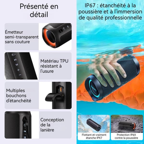Vattentät högtalare LUNAVO IPX7 Bluetooth 5.3 bluetooth högtalare Portabel bluetooth högtalare vattentät högtalare