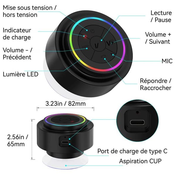 Bluetooth-högtalare - HÖGTEKNOLOGI & VÄLBEFINDANDE - Vattentålig - 3W - Handsfree - Nivå 7