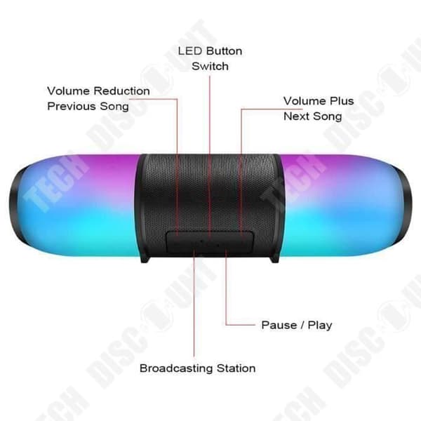 TD® Sports vattentät färgglad ljus bluetooth-högtalare bärbar utomhus trådlöst kort subwoofer present minihögtalare