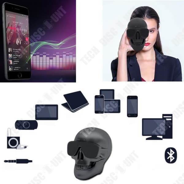 TD® mini bärbar trådlös bluetooth högtalare högtalare skalle röd svart Halloween kostym dekoration bärbar dator