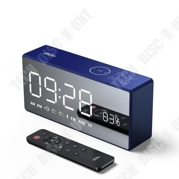 TD® Radio Väckarklocka FM Bas Bluetooth-högtalare temperaturdisplay, blå Bluetooth-musikhögtalare