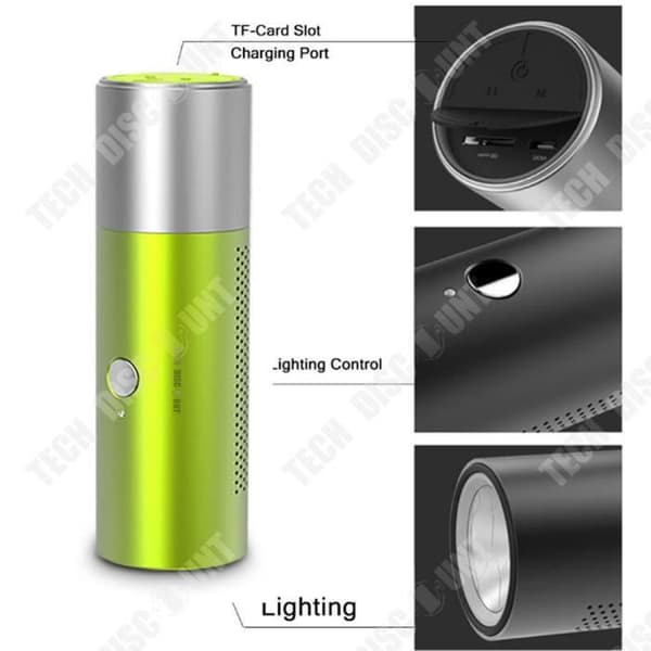 TD® Högtalare ficklampa trådlös Bluetooth-högtalare kraftfull utomhus vattentät bärbar musik mini metall original kvalitet lum