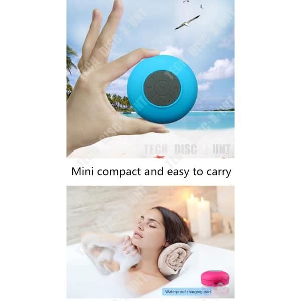 TD® Högtalarhögtalare Bluetooth-telefon sugkopp bärbar vattentät musikdator vattentät badrumsström praktiskt
