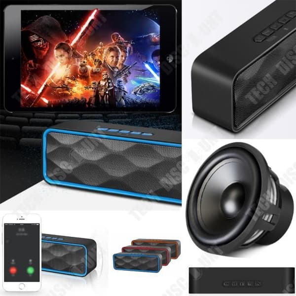 TD® Bärbar bluetooth-högtalare pc bil iphone svart trådlös handsfree-enheter musik ljud kraftfull bas