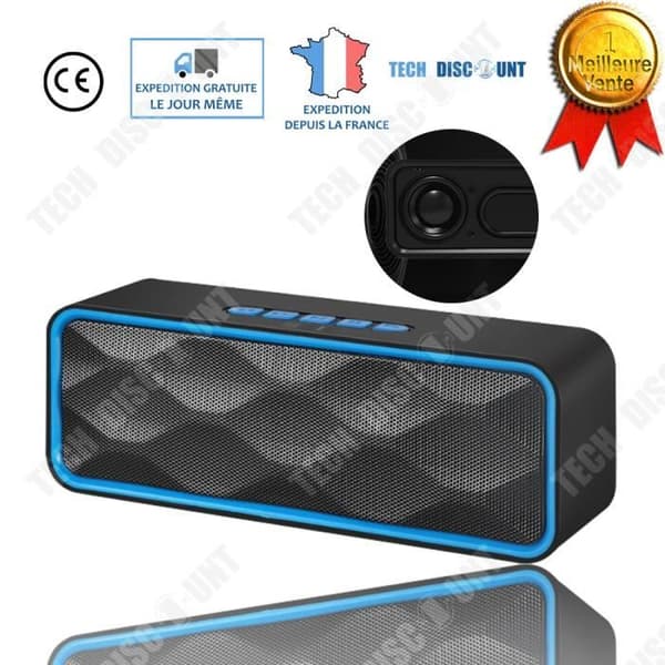 TD® Bärbar bluetooth-högtalare pc bil iphone svart trådlös handsfree-enheter musik ljud kraftfull bas