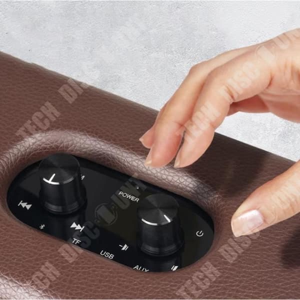 Bluetooth-högtalare - TD - Retro - Trä och läder - 16W - Batteritid 8 timmar