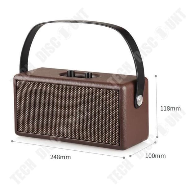 Bluetooth-högtalare - TD - Retro - Trä och läder - 16W - Batteritid 8 timmar