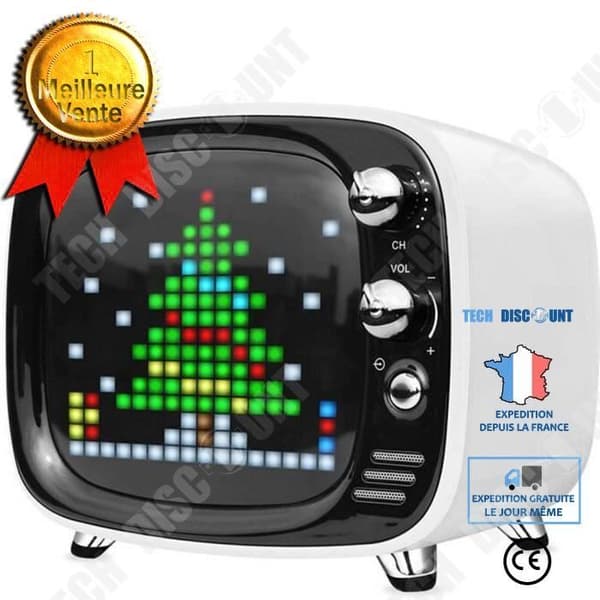 TD® Pixel mobiltelefon trådlös Bluetooth mini väckarklocka högtalare TV-form bärbar ljudinspelning