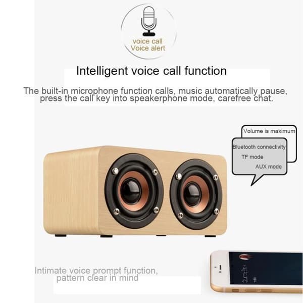 Gul Bluetooth-högtalare i trä - HIGH-TECH &amp; WELL-BEING® - Trådlös högtalare - Handsfree-funktion