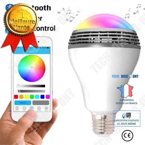 TD® trådlös Bluetooth-högtalare LED-lampa Bluetooth 4.0 APP Smart belysningslampa Färgglad dimbar högtalarlampa