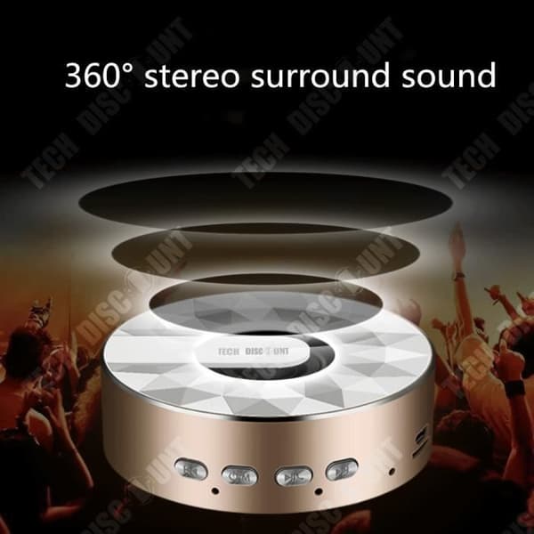 TD® Bluetooth-högtalare bärbar vattentät lysande högtalare samtalsfunktion kraftfull röst guldfärgad MP3-musikljud