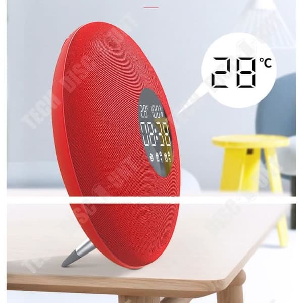TD® Dubbelhögtalare HIFI Bluetooth Musikspegel med fjärrkontroll Bluetooth Väckarklocka Högtalare Röd Färg