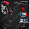 Miniatyrbild 2 av 4: TD® Gaming Headset med surroundljud, RGB LED-ljus och brusreducerande mikrofon för PS4, PC, Mac, Xbox One (adapter ingår ej)