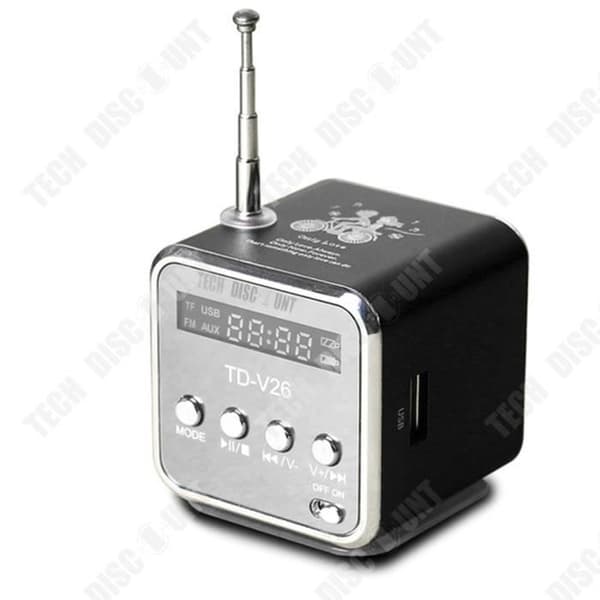 TD® Minihögtalare Svart 4GB Bärbar Högtalare med FM Mini Radio Multifunktion USB-högtalare för bärbar dator