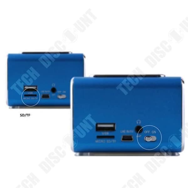 TD® Mini Multimedia Högtalare LCD MP3 Radio multifunktion blå färg 10 m avstånd micro SD eller USB lagring musikspår