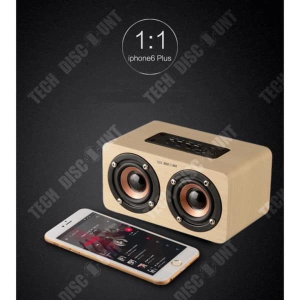 TD® Mini-högtalare stil stereo bluetooth trådlös högtalare för PC, för bil, för iPhone trä typ gul högupplöst