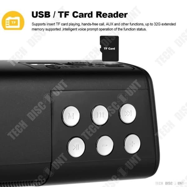 TD® Bluetooth-högtalare 1200mah Stöd för TF-kortuppspelning 3D-surroundljud