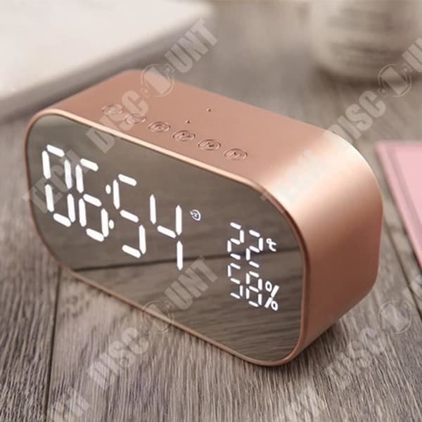 TD® Dual Speaker Mirror Bluetooth-högtalare FM-stativ Klocka Bluetooth-musikhögtalare