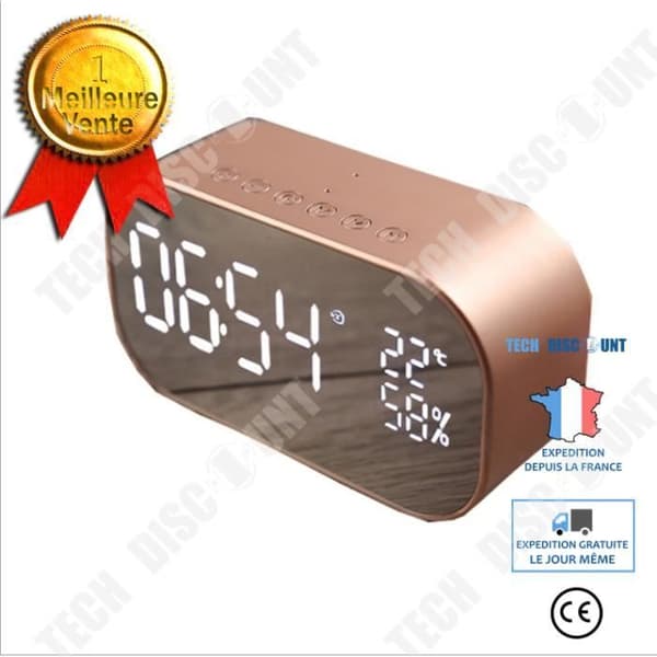 TD® Dual Speaker Mirror Bluetooth-högtalare FM-stativ Klocka Bluetooth-musikhögtalare