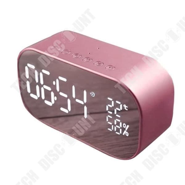 TD® Dual Speaker Mirror Bluetooth-högtalare FM-stativ Klocka Bluetooth-musikhögtalare
